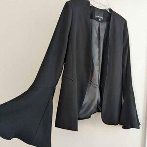 Women's Medium Bell Sleeve Open Front Black Blazer